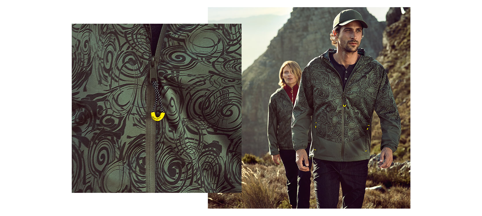 Man en vrouw in kleding en accessoires van BMW Active. Man en vrouw in kleding en accessoires van BMW Active.